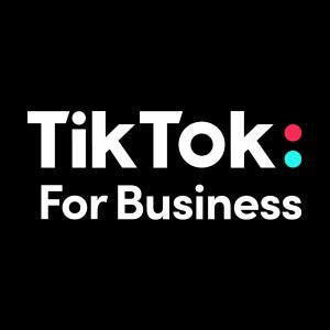 Tiktok For Business Logo On A Black Background.