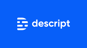 Company Logo Of Descript On A Blue Background.